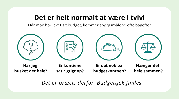 Det er helt normalt at være i tvivl om dit budget - book et Budgettjek hos Kend Dine Penge og få ro i maven